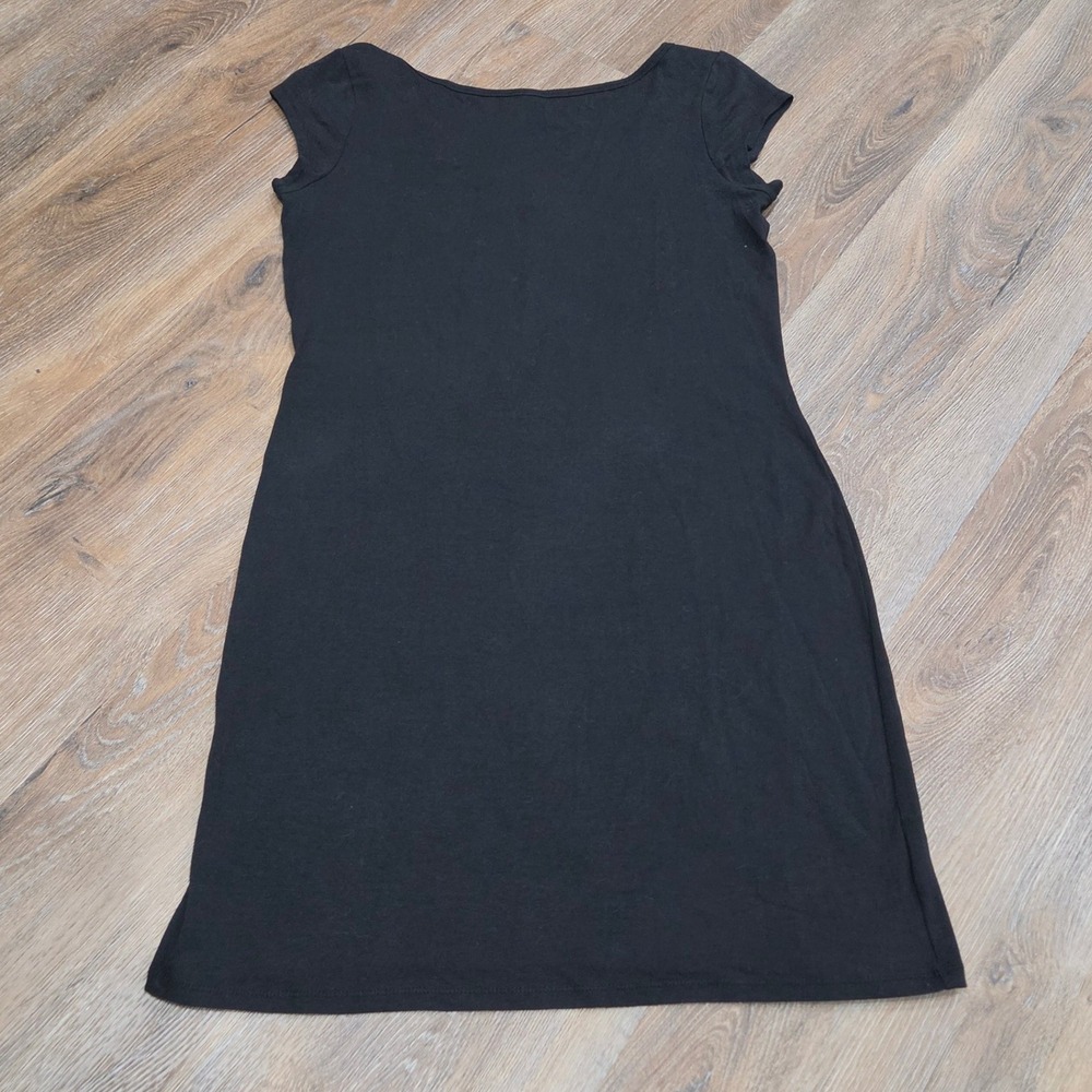 Tee Shop Black Scoop Neck Cap Sleeve Cotton Modal T-Shirt Dress Medium